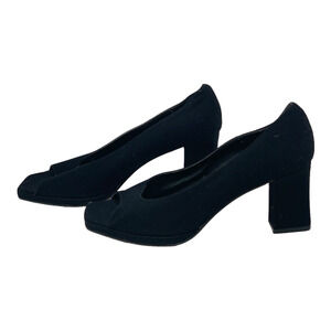 Saks Fifth Avenue black peep toes heel shoes size 10M